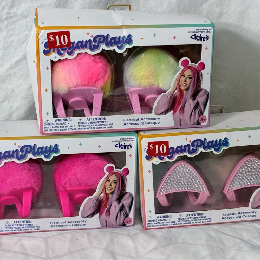 3 Claire’s Megan Plays fun headset accessories  fits most NWT